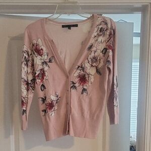 White House Black Market Pink Floral Cardigan